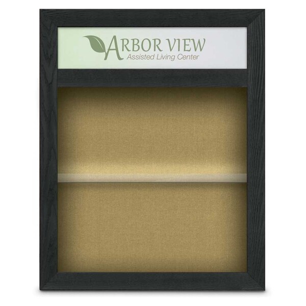 Outdoor Enclosed Combo Board, 42"x32", Satin Frame/Green & Buff